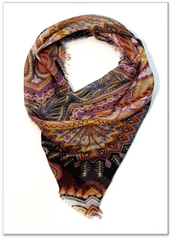 Paisley printed square scarf