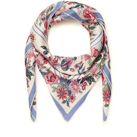Floral border square scarf