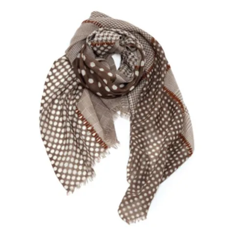 Dot and check print scarf